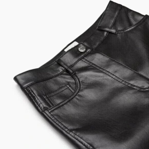 Aritzia Wildred The Melina Cropped Pant Vegan Leather Black Size 0 - Picture 3 of 12
